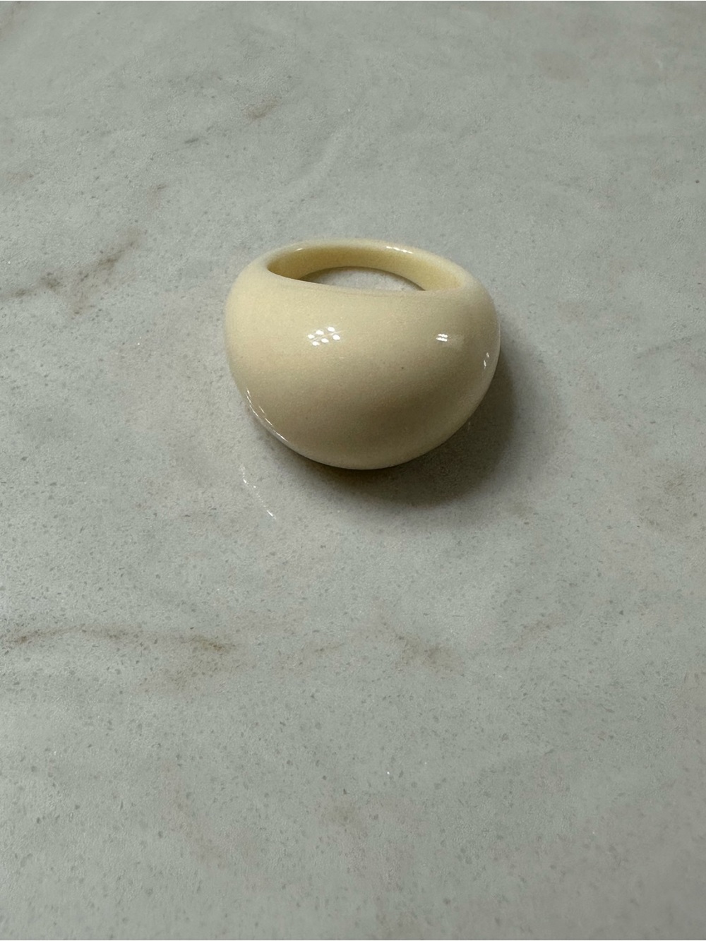 Cream Dome Resin Statement Ring for Women